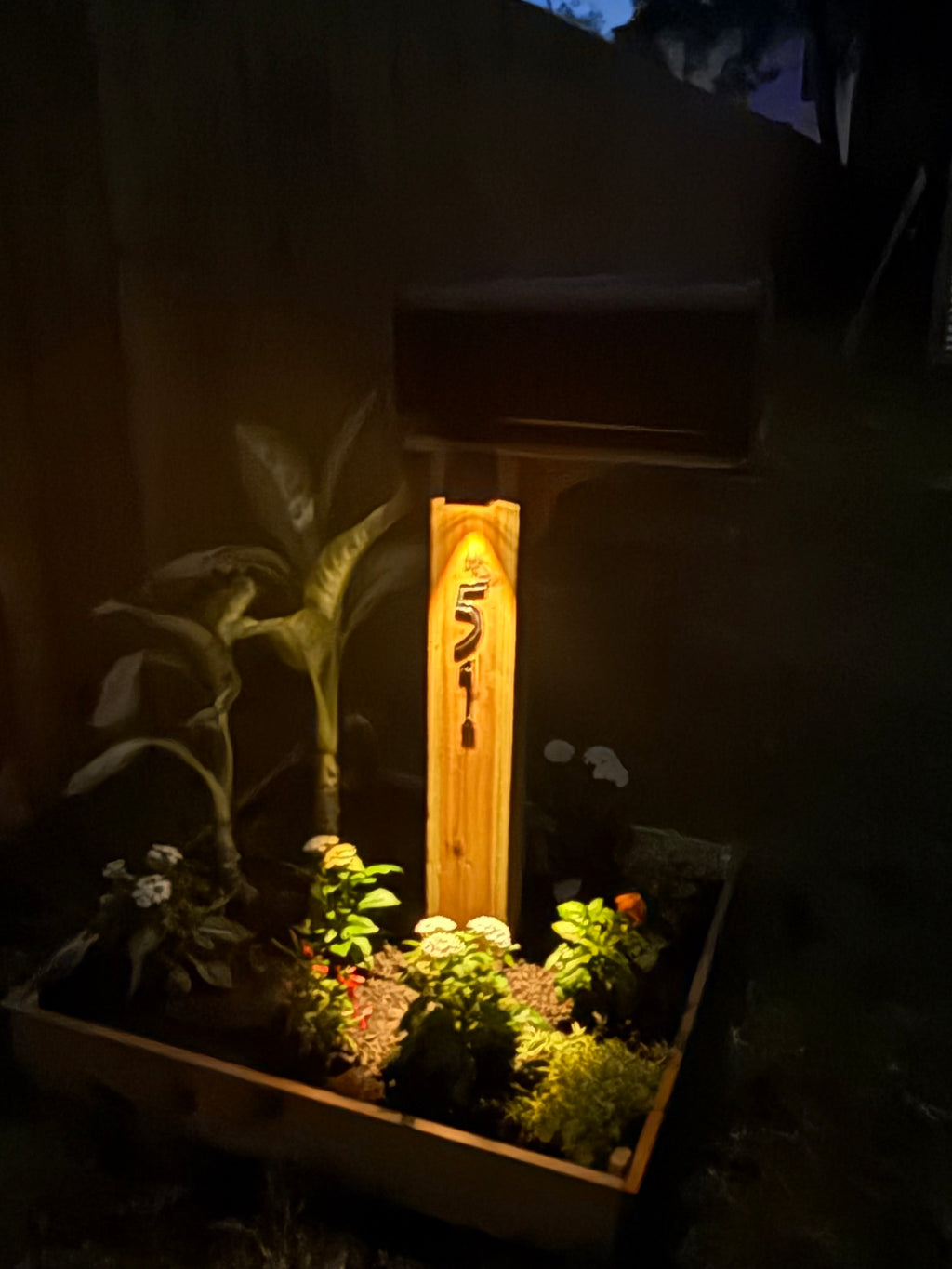 Cedar Post Mailbox with Planter/Rock Garden