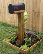 Cedar Post Mailbox with Planter/Rock Garden